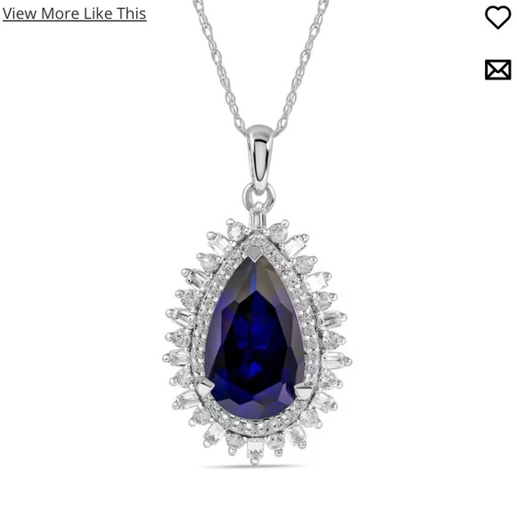 Sterling Silver Blue and white Sapphire pendant - Picture 1 of 3